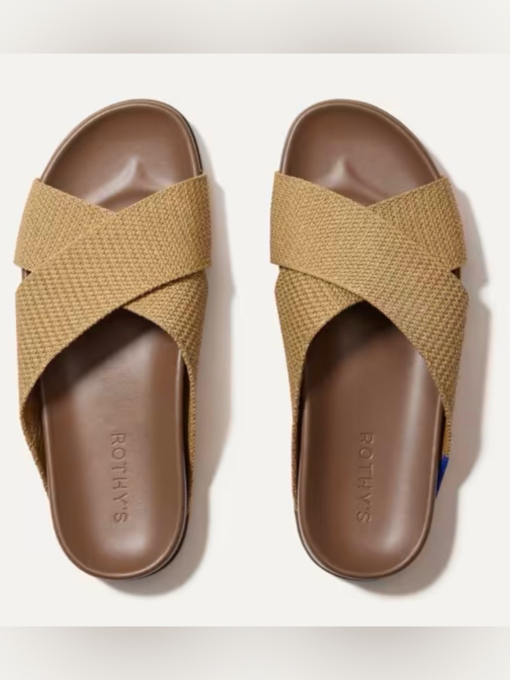 Rothy's The Weekend Slide Sandals – Gold Shimmer Knit – New Women's US 11.5